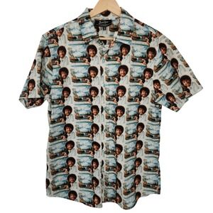 Bob Ross Shirt Button Up Collared Short Sleeve Adult‎ Small Painting Art